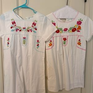 Garnet Hill Kids White dresses with floral Stitching